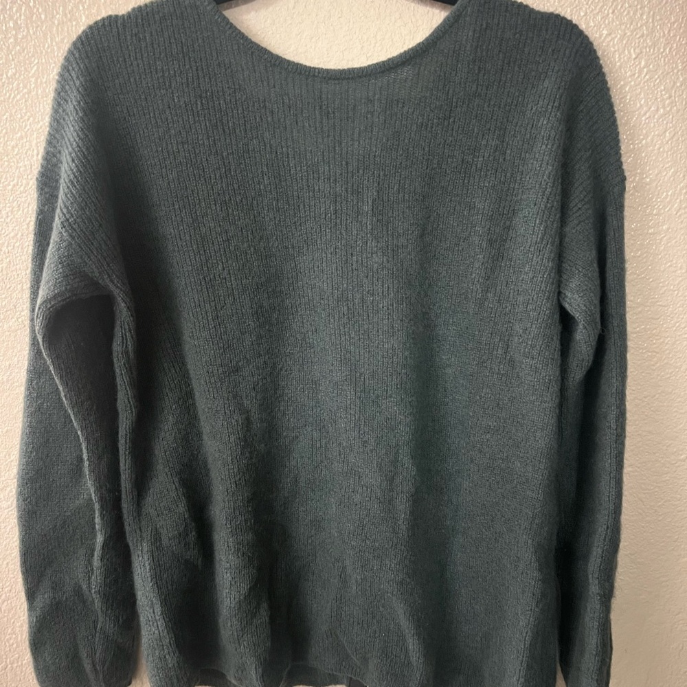 Sezane Teal Button-Front Fuzzy Knit Cardigan - Picture 3 of 8